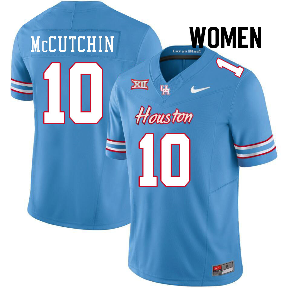 Women #10 Latreveon McCutchin Houston Cougars College Football Jerseys Stitched-Oilers